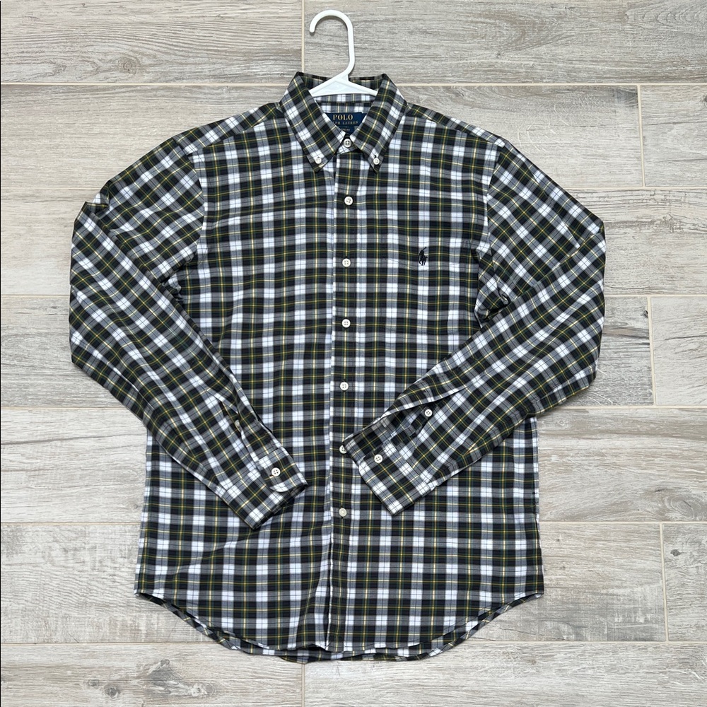 Polo by Ralph Lauren Men's Black and White Plaid Shirt